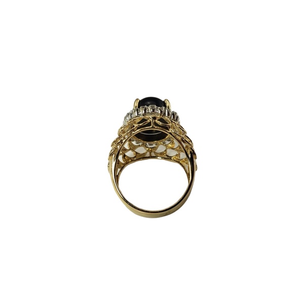 Vintage 14 Karat Yellow Gold Onyx and Diamond Ring Size 7.5 #13316 - Picture 4 of 7
